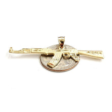 Load image into Gallery viewer, 14k yellow Gold AK-47 machine gun military rifle Pendant charm fine gift 3.4g
