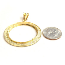 Load image into Gallery viewer, 14k yellow Gold Greek Key Frame bezel For 50 Pesos Coin gift fine jewelry 11.2g
