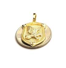 Load image into Gallery viewer, 14k yellow solid Gold Eagle Pendant charm shield fine jewelry Gift Unisex 3.4g
