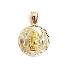 Load image into Gallery viewer, 14k yellow gold round virgin Mary Guadalupe religious pendant diamond cut 2.5g
