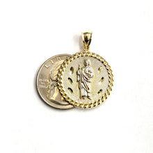 Load image into Gallery viewer, 10k two tone gold round saint Jude San juda pendant charm religious jewelry 3.4g
