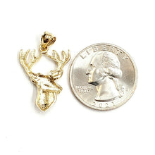 Load image into Gallery viewer, 14k yellow Gold deer buck male head Hunting Pendant charm gift jewelry 2g
