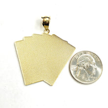 Load image into Gallery viewer, 14k yellow Gold royal flush spade A K Q J 10 poker cards Pendant jewelry 9.3g
