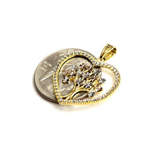 Load image into Gallery viewer, 14k Tri Color gold Heart tree of life lucky pendant charm fine gift for her 2.2g
