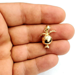 14k yellow gold 3D pomegranate Granada fruit anar pendant fine jewelry 5.1g