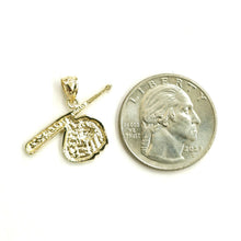 Load image into Gallery viewer, New 14k yellow Gold baseball bat glove ball Pendant sport game fine jewelry 2.2g
