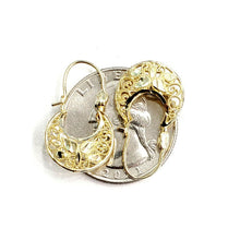 Load image into Gallery viewer, 10K yellow Gold filigree basket Earrings Canastita diamond cut fine jewelry 1.8g
