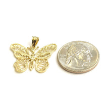 Load image into Gallery viewer, New 14k yellow Gold butterfly Pendant charm filigree gift fine jewelry 2.4g
