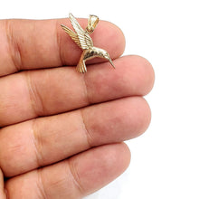 Load image into Gallery viewer, New 14k yellow Gold solid 3D Hummingbird Pendant charm gift fine jewelry 2.3g
