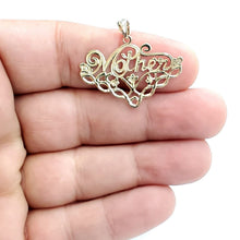 Load image into Gallery viewer, New 14k yellow Gold Mother word Pendant charm gift fine jewelry for her 1.8g
