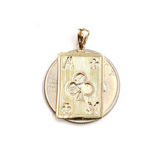 Load image into Gallery viewer, 14k yellow Gold Ace of club Pendant play card gambling gift fine jewelry 2.1g
