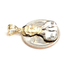 Load image into Gallery viewer, 14k two tone gold Jesus Malverde Narco saint Sinaloa pendant fine jewelry 2.2g

