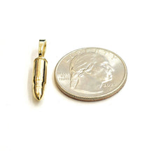 Load image into Gallery viewer, New 14k yellow gold 3D bullet pendant charm military gift fine jewelry 2g
