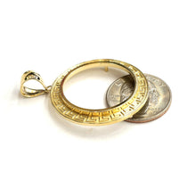 Load image into Gallery viewer, 14k yellow Gold Greek Key Frame bezel For 20 Pesos Coin  Gift fine jewelry 6.8g
