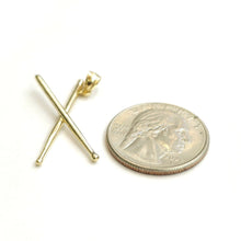 Load image into Gallery viewer, New 14k yellow Gold solid 3D Drumsticks Pendant Gift music fine jewelry 1.9g
