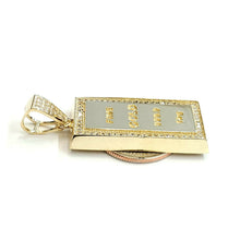 Load image into Gallery viewer, 14k Yellow Gold 999.9 fine gold bar brick bar 1kg Pendant cubic zirconia 7.6g
