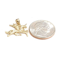 Load image into Gallery viewer, New 14k yellow gold flying unicorn Pegasus pendant charm shiny fine jewelry 1.6g
