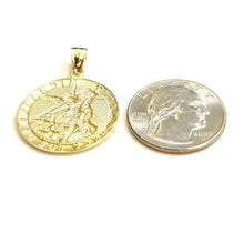 Load image into Gallery viewer, 14k two tone gold Round saint Michael pendant 0.98" fine religious jewelry 3.9g
