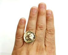 Load image into Gallery viewer, 10k yellow gold the world is yours map globe men's Ring diamond cut Size 11.5
