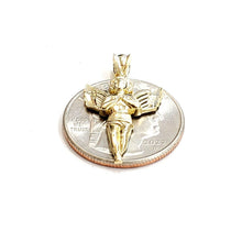 Load image into Gallery viewer, New 10k yellow Gold angel Pendant charm wings gift fine jewelry diamond cut 1.3g
