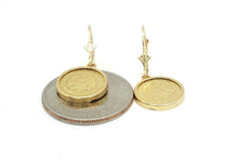 Load image into Gallery viewer, 14k yellow Gold coin Earrings lever Back fine gift jewelry for women 4.3g
