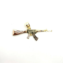 Load image into Gallery viewer, 14k 3 color Gold AK-47 machine gun military rifle Pendant charm fine gift 1.8g
