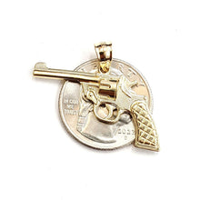 Load image into Gallery viewer, 14k yellow solid Gold handgun pistol gun Pendant charm fine gift jewelry 2.6g
