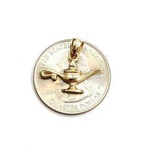 Load image into Gallery viewer, 14k yellow Gold tiny Genie lamp Aladdin charm pendant gift fine jewelry 1.1g
