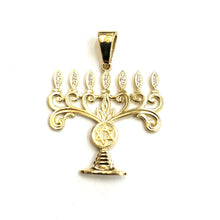 Load image into Gallery viewer, Real 14k yellow gold Menorah star of David Jewish Israel pendant religious 2.6g
