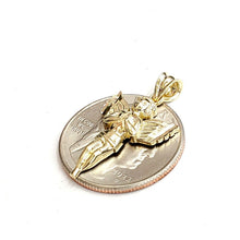 Load image into Gallery viewer, New 10k yellow Gold angel Pendant charm wings gift fine jewelry diamond cut 1.3g
