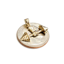 Load image into Gallery viewer, New 14k Yellow Gold Dumbbell weight lifter Pendant charm gift fine jewelry 1.9g
