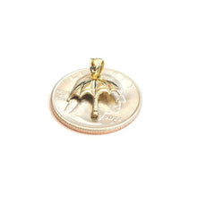 Load image into Gallery viewer, New 14k solid yellow Gold tiny umbrella Pendant charm gift fine jewelry 1g
