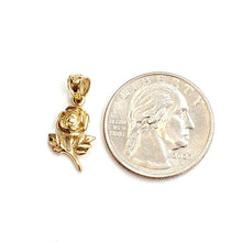 Load image into Gallery viewer, New 14k yellow solid Gold rose flower Pendant charm gift fine jewelry 1.3g

