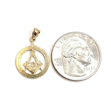 Load image into Gallery viewer, 14k yellow Gold tiny round Freemason Masonic Pendant religious fine jewelry 1.2g
