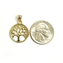 Load image into Gallery viewer, 10k Yellow gold round tree of life lucky pendant charm fine Jewelry gift 2.8g
