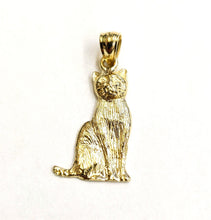Load image into Gallery viewer, New 14k solid yellow Gold cat full body Pendant charm fine jewelry gift pet 1.9g
