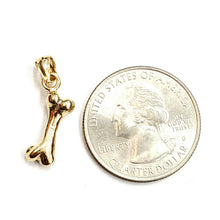 Load image into Gallery viewer, 14k yellow Gold solid dog bone 3D Pendant charm fine jewelry gift unisex 1.9g
