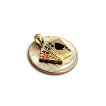 Load image into Gallery viewer, New 14k yellow solid Gold 4 Aces playing cards Pendant charm casino jewelry 1.8g
