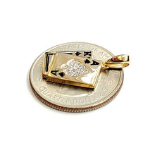 Load image into Gallery viewer, 14k yellow solid Gold playing card Pendant charm casino fine jewelry unisex 2.7g
