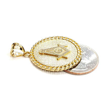 Load image into Gallery viewer, New 10k yellow Gold round Freemason Masonic Pendant 1.18" religious jewelry 5.3g
