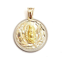 Load image into Gallery viewer, 14k yellow gold round virgin Mary Guadalupe religious pendant diamond cut 2.5g
