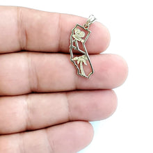 Load image into Gallery viewer, New 14k yellow gold California outline map pendant charm palm fine jewelry 1.4g
