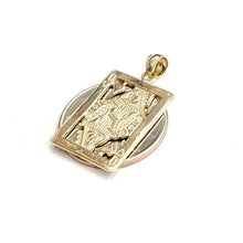 Load image into Gallery viewer, 14k yellow Gold Queen of hearts Pendant playing card gambling fine jewelry 3.6g
