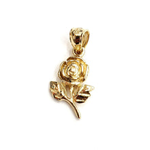 Load image into Gallery viewer, New 14k yellow solid Gold rose flower Pendant charm gift fine jewelry 1.3g
