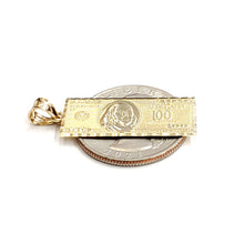 Load image into Gallery viewer, New 14k yellow gold 100 dollar bill money lucky pendant charm fine jewelry 2.1g

