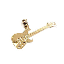 Load image into Gallery viewer, New 14k yellow Gold solid Guitar Pendant gift music instrument fine jewelry 1.7g
