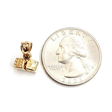 Load image into Gallery viewer, 14k yellow Gold tiny 3D double dice Pendant charm gamble Vegas fine jewelry 1.9g
