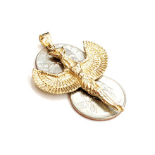 Load image into Gallery viewer, 14k yellow solid Gold Egyptian isis winged goddess Pendant fine jewelry 10.6g
