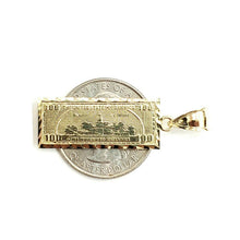 Load image into Gallery viewer, 10k yellow gold 100 dollar bill money lucky pendant charm fine jewelry 1.7g
