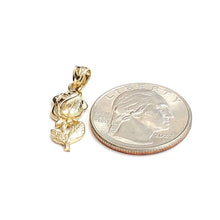 Load image into Gallery viewer, New 14k yellow solid Gold rose flower Pendant charm gift fine jewelry 1.6g
